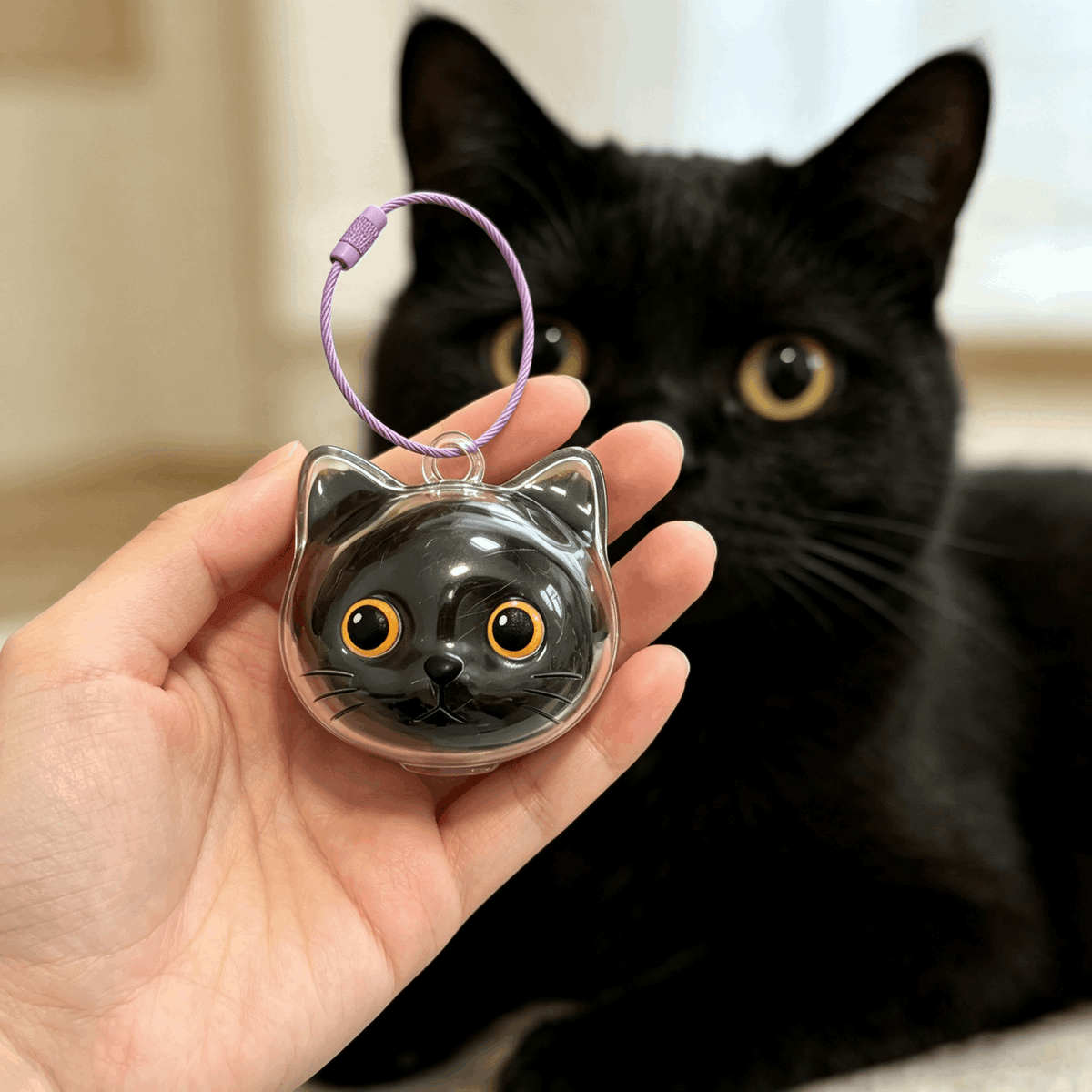 Cute Cat Hair Keepsake Keychain — A Tiny Place for a Little Piece of Your Cat