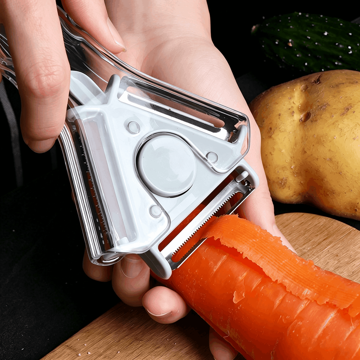 3-in-1 Rotating Vegetable Peeler — Peel, Julienne & Prep with One Handy Tool