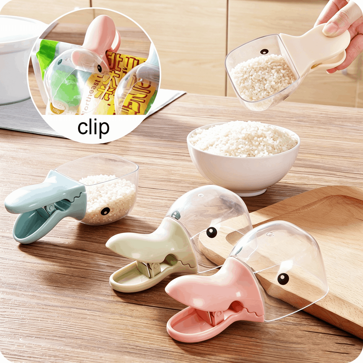 Cute Duck Multi-Use Food Scoop & Bag Clip — A Handy Little Helper for Kitchen & Pet Feeding